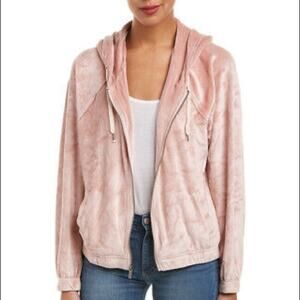 ANTHROPOLOGIE SPLENDID Wedge Velour Hoodie Jacket Blush Pink
